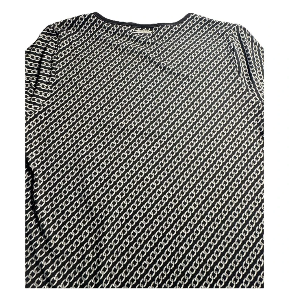 Michael Kors Women Black White‎ Chain Link Print Bell Sleeve Top Size S Blouse